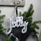 Rustic Galvanized Tin Script Ornaments Jolly Sleigh HoHoHo 3ct